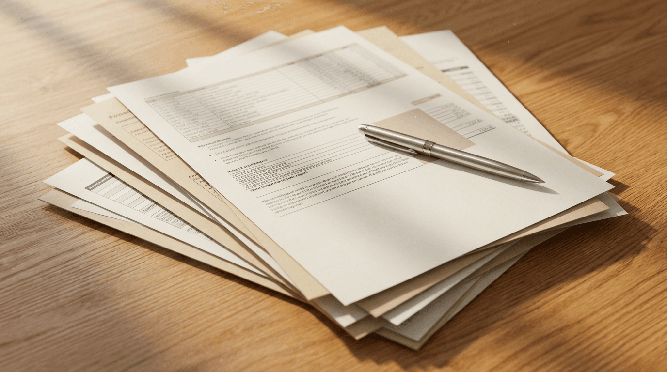 Portfolio strategy planning documents on a table